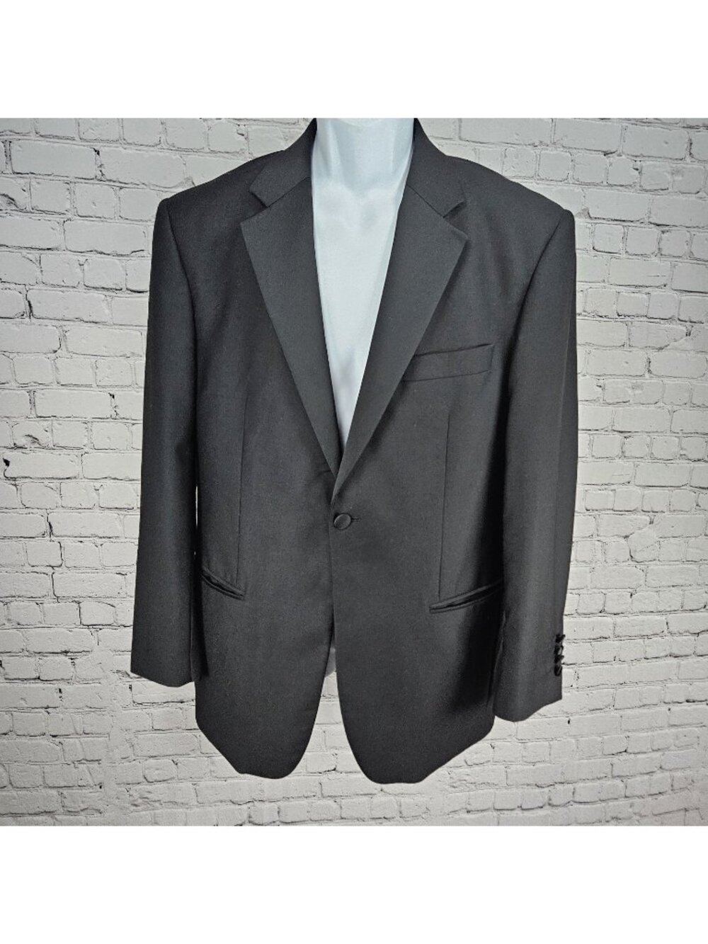 Principe Black 100% Wool 1 Button Ventless Notch Tuxedo Blazer Jacket Italy 40R